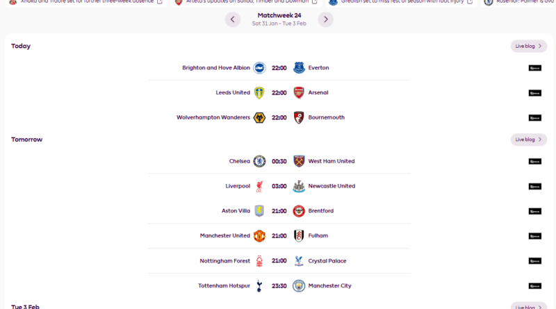 Jadwal Pertandingan Hari Ini & Besok