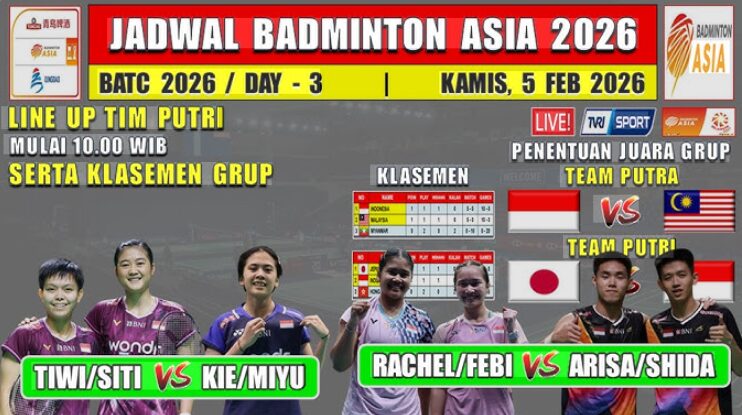 Jadwal Indonesia BATC 2026: Lawan Jepang & Malaysia