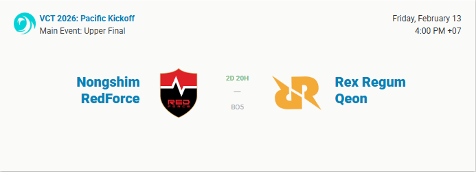 Jadwal RRQ vs Nongshim RedForce di VCT Pacific Kickoff 2026