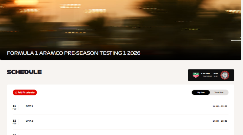 Jadwal Tes Bahrain F1 2026